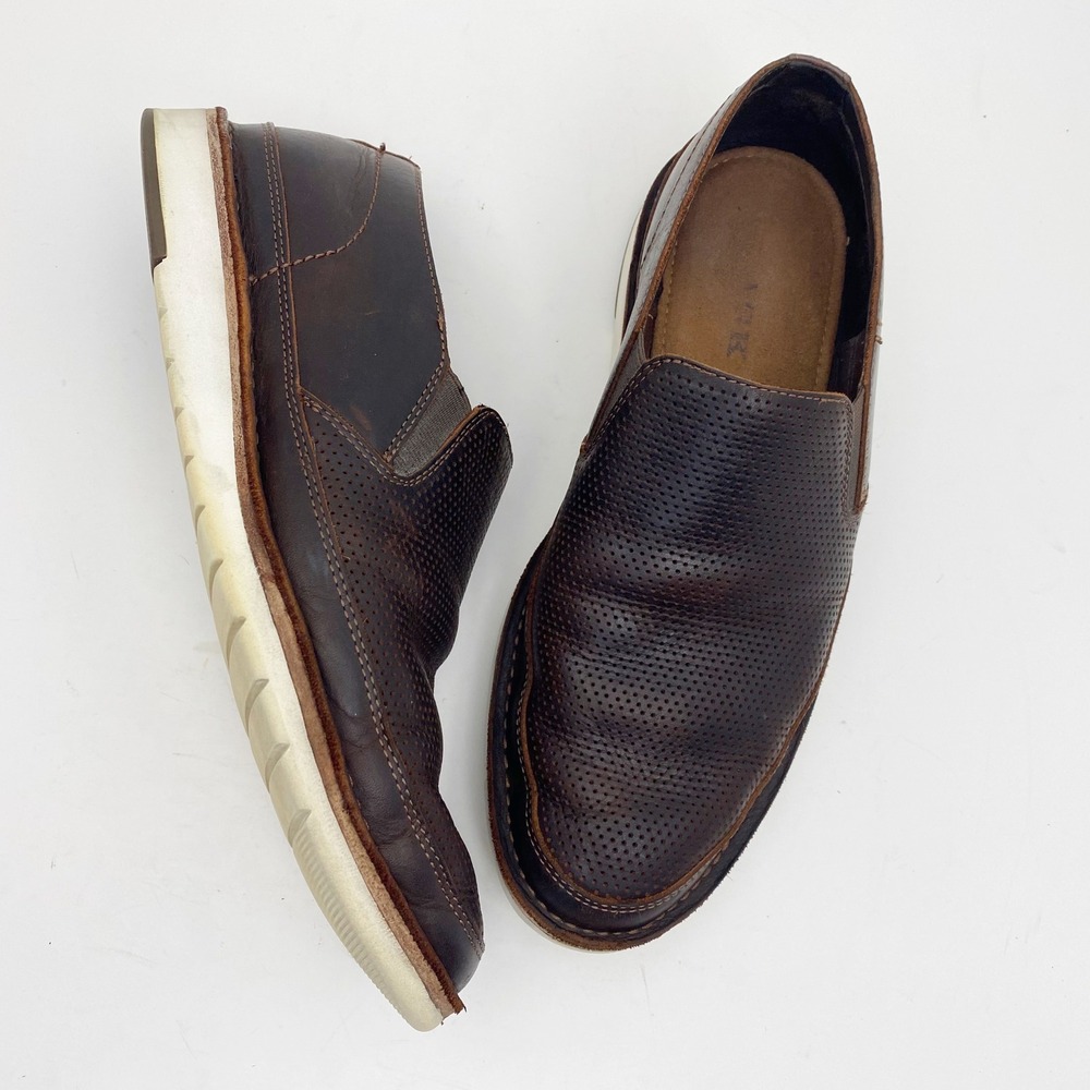Trask Barnett Perforated Leather Venetian Loafers Mens 9.5M Brown